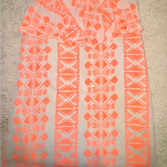 Charlotte Russe Orange Patterned Midi Dress sz Med - Picture 4 of 6